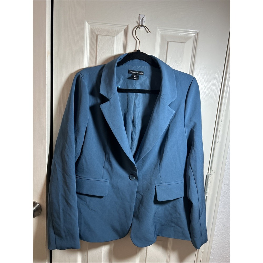 Sincerely‎ Jules Blue Polyester Satin-Look Blazer Women's Sz L